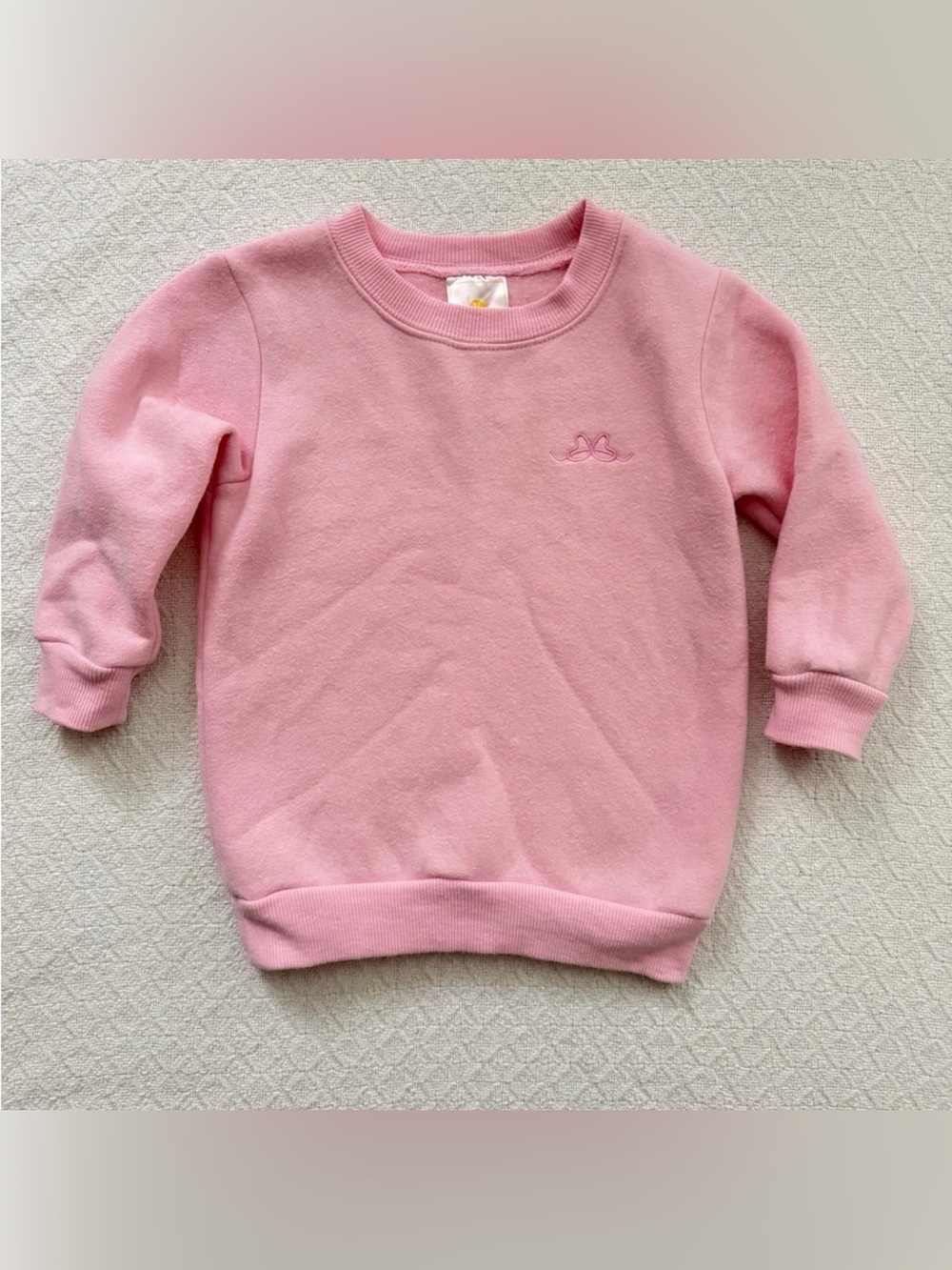 Stitchy Fish Pink Crewneck Sweatshirt with Embroidered Bow